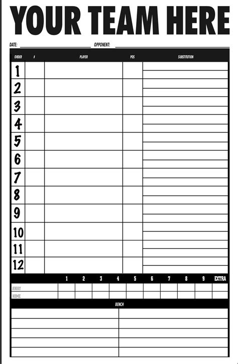 Sports lineup card