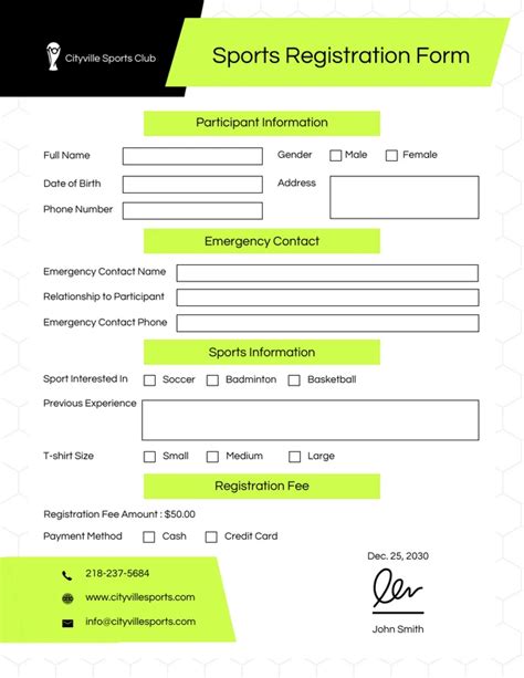 Sports Registration Process