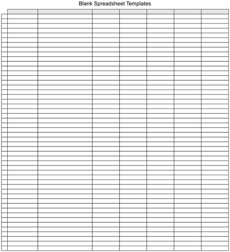 Description of Blank Spreadsheet Template