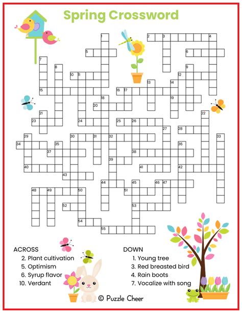 Spring Crossword Puzzle Examples