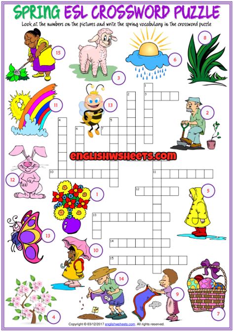 Spring Vocabulary Crossword Puzzles