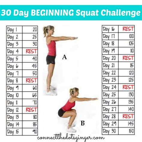 Printable Squat Challenge Workout