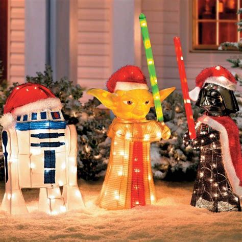 Star Wars Characters Decorating Christmas Lights Coloring Page