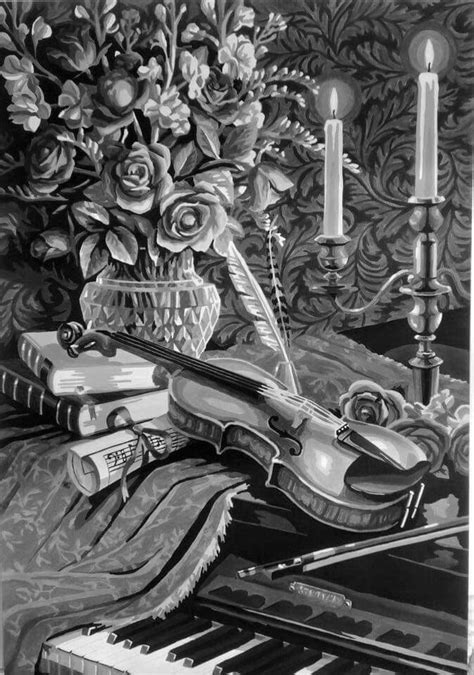 Still Life Grayscale Coloring Pages