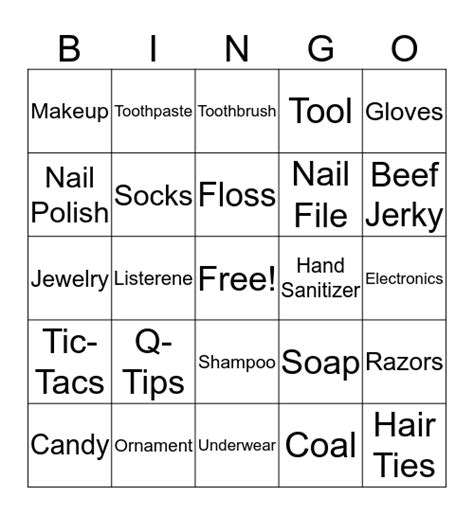 Stocking Bingo Card