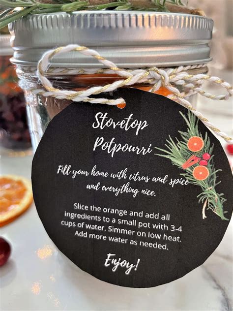 Free printable stovetop potpourri tags