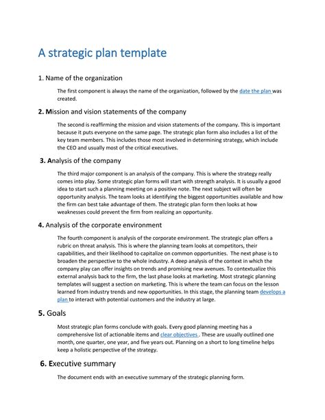 Strategic Planning Conclusion Example