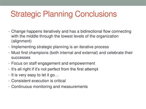 Strategic Planning Conclusion