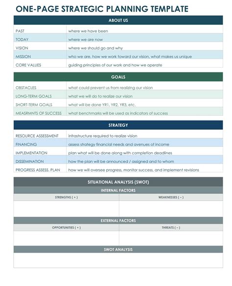 Strategic Planning Template Excel