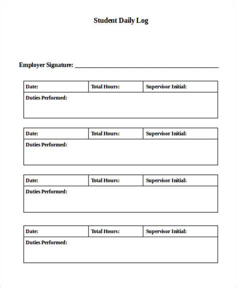 Student Daily Log Template