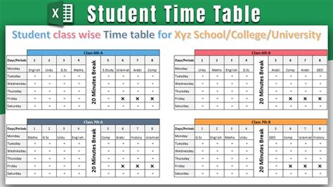 Student Time Table