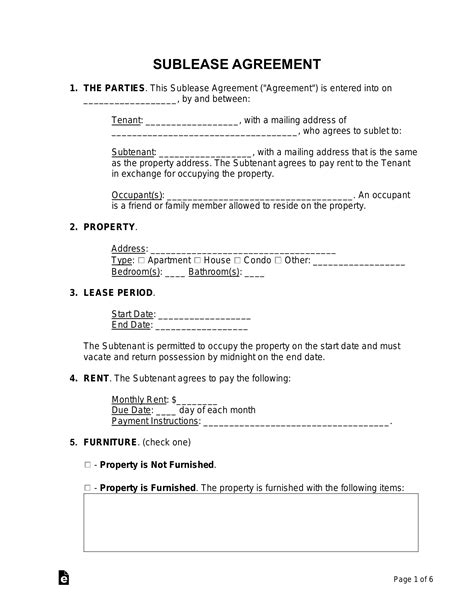 Sublease Rental Agreement