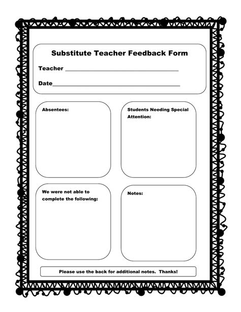 Substitute Teacher Templates