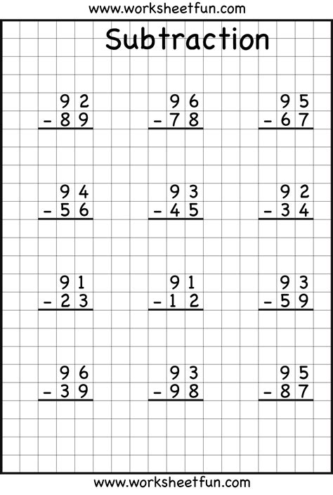 Subtraction with regrouping worksheets