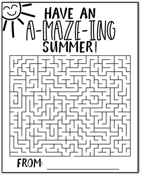 Summer Maze Printable Puzzles for Kids