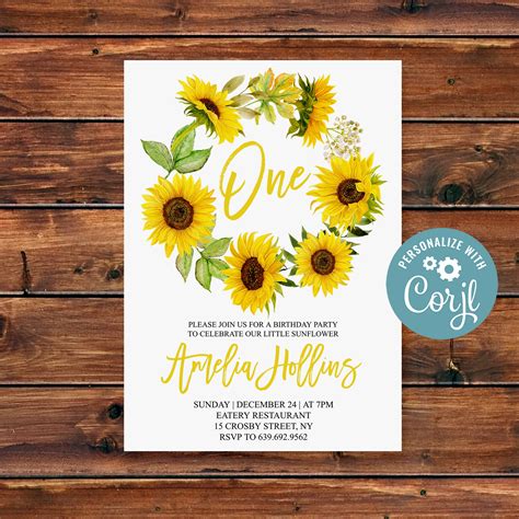 Sunflower Birthday Invitation