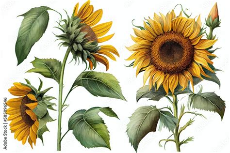 Sunflower illustration template for digital art and social media graphics