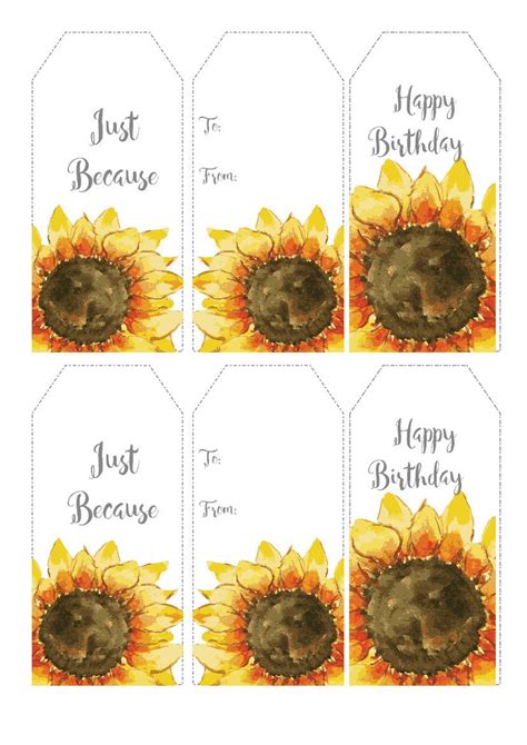 Sunflower templates for gift tags