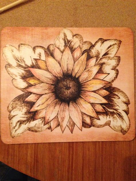 Sunflower wood burning template design 2