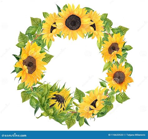 Sunflower wreath template for decorative items and wall art