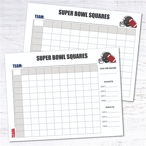 Super Bowl Squares Template