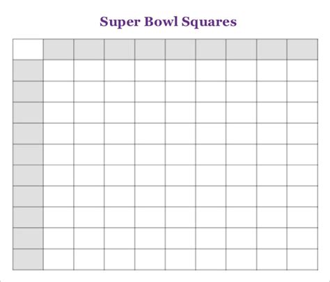 Printable Super Bowl Squares Templates