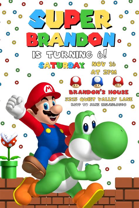 Super Mario Birthday Invitation 1