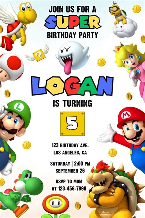 Super Mario Birthday Invitation Tips