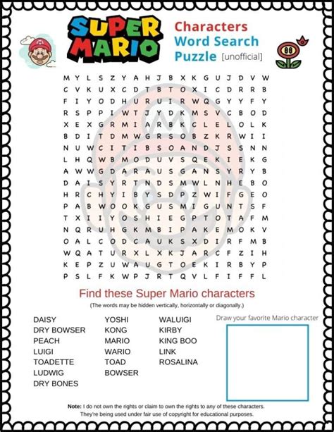 Super Mario Word Searches