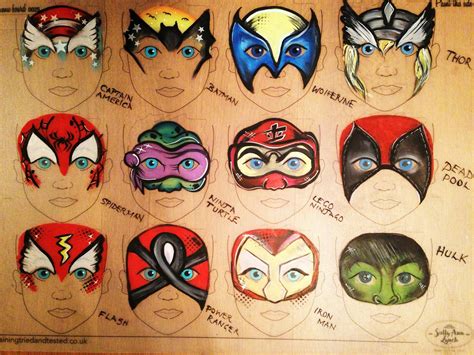 Superhero face paint templates