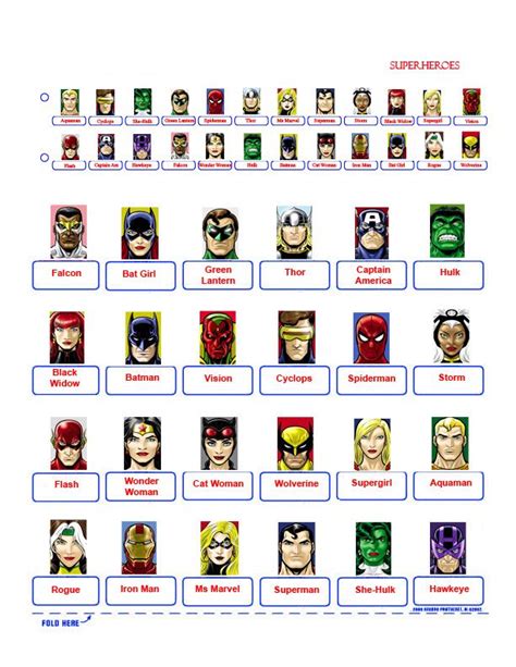 Superhero Guess Who Characters