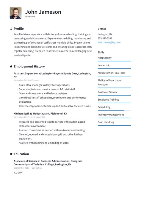 Supervisor Resume Templates