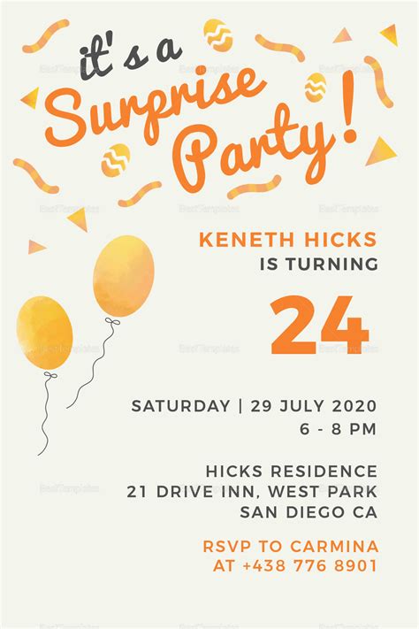 Surprise Party Templates