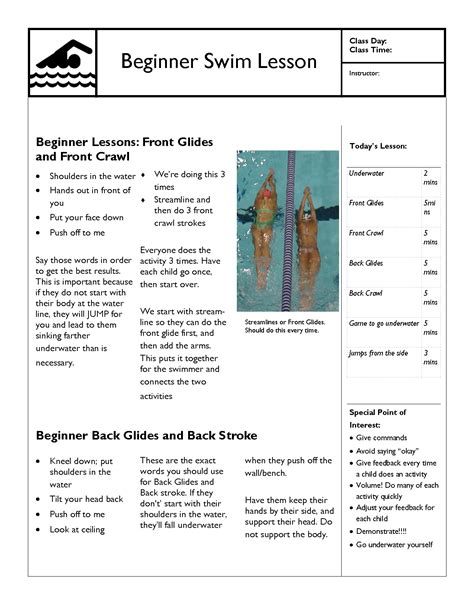 Swimming lesson plans for kids