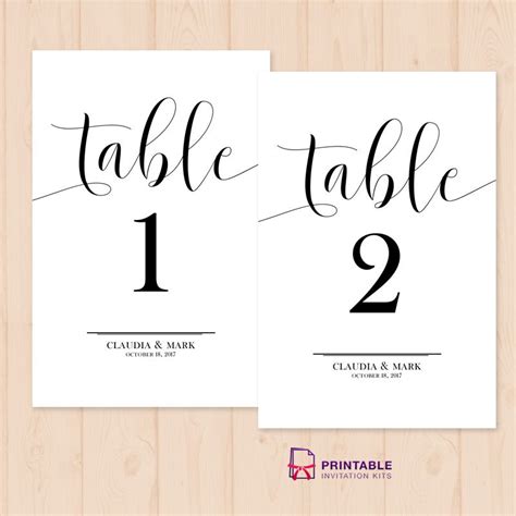 Table number templates free download