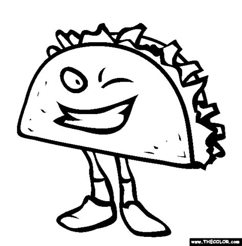 Taco character coloring page