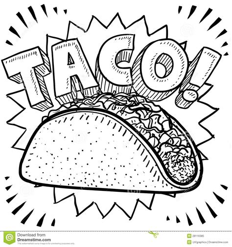 Taco illustration coloring page