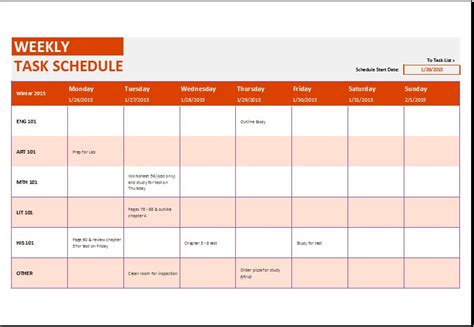 Task Schedule Template