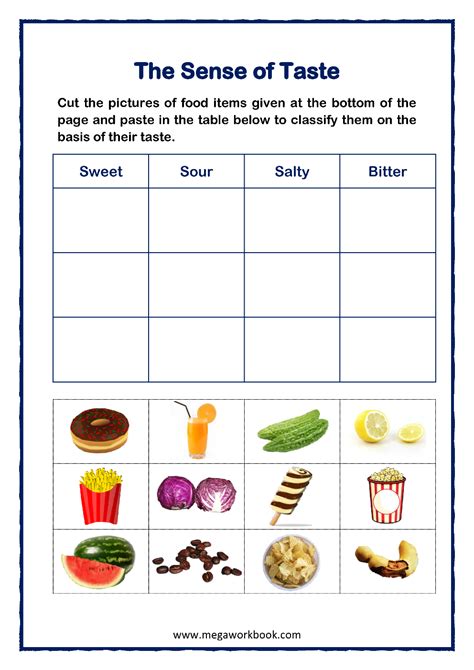 Taste Sorting Printables