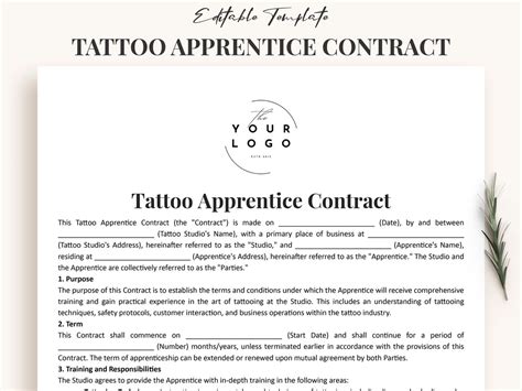 Tattoo Apprentice Contract Template 9