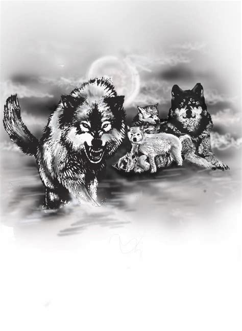 Tattoo designs featuring a wolf pack