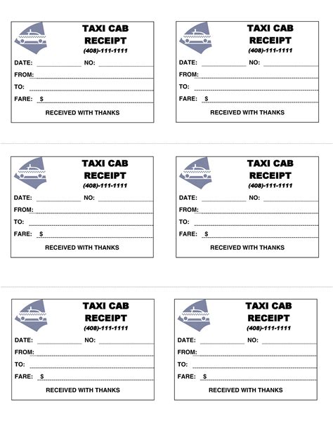 Taxi Receipt Templates for Business