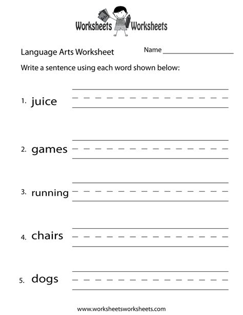 Teacher Free Printable Language Arts Worksheets