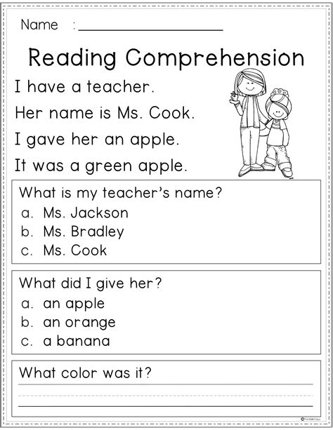 Teacher Free Printable Reading Comprehension Worksheets