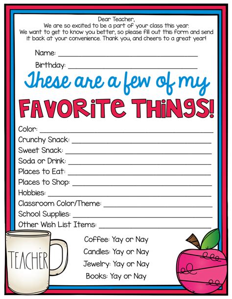 Teacher Printables