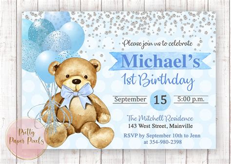 Teddy Bear Birthday Invitations