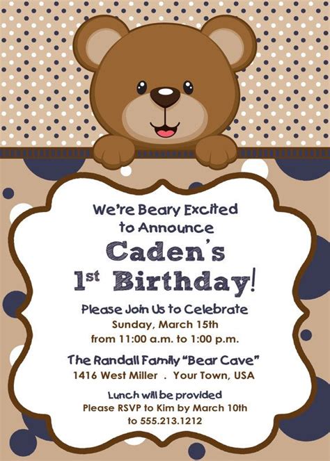 Teddy Bear Themed Party Invitations