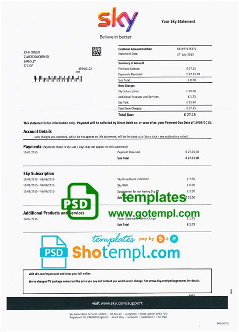 Templates for Fake Utility Bills