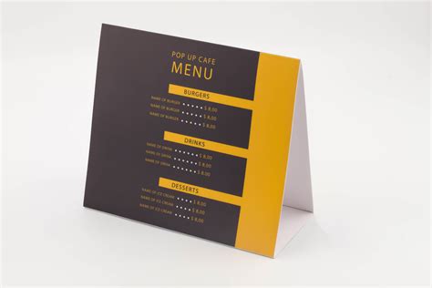 Variety of double-sided tent card designs