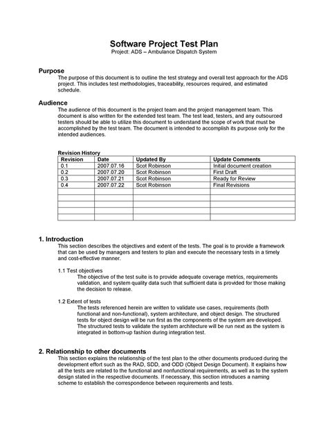 Test Plan Format and Structure